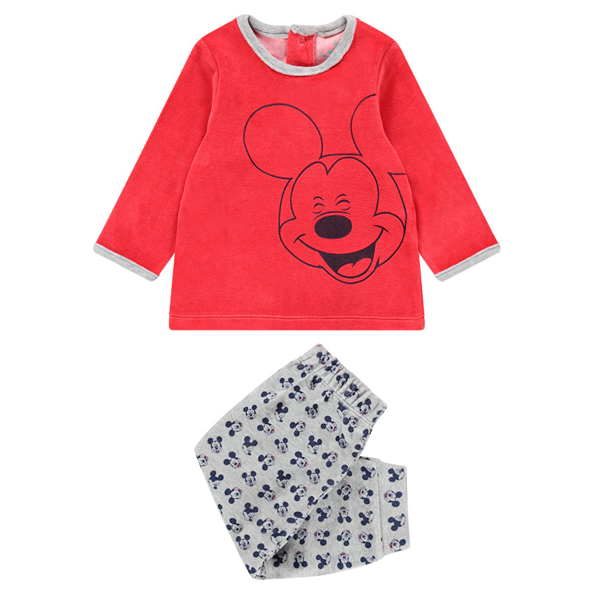 Pyjama en velours avec print Mickey Disney et bas all-over 