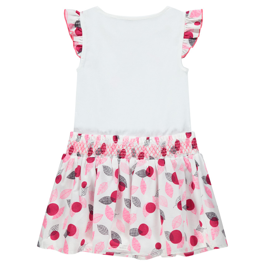 Robe à manches courtes volantées avec imprimé fantaisie et toucan printé 