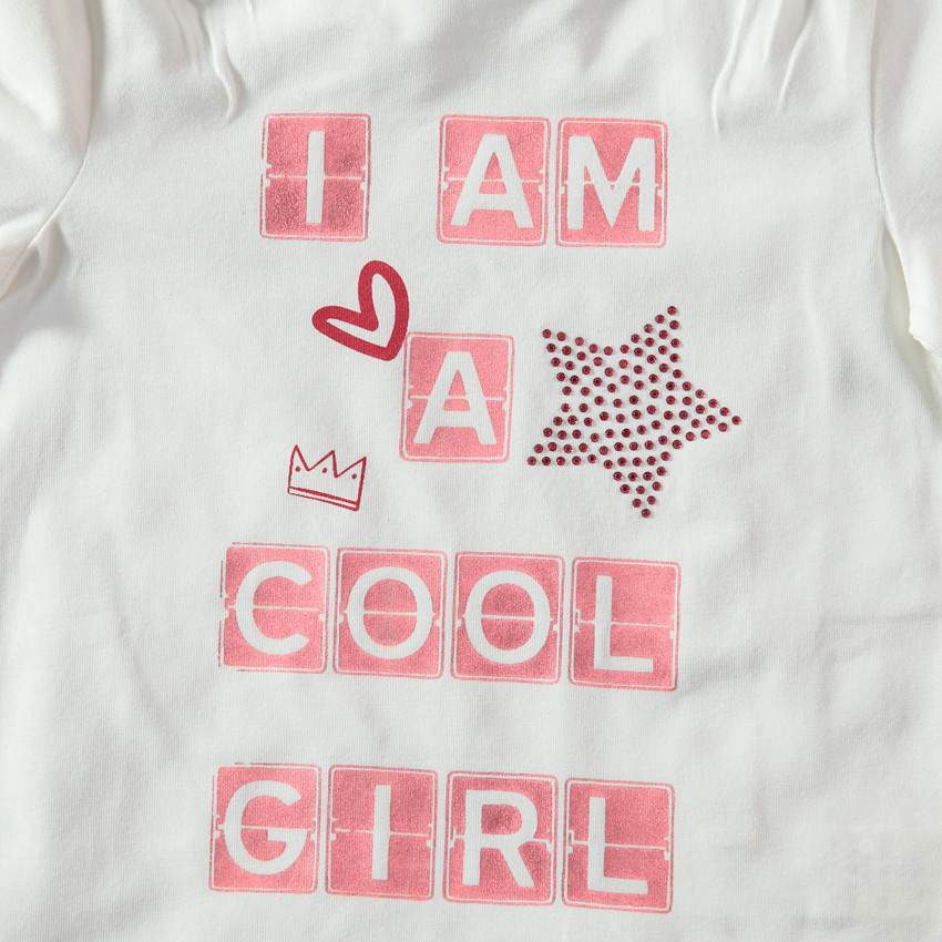 T-shirt manches longues avec volants et inscriptions printées 