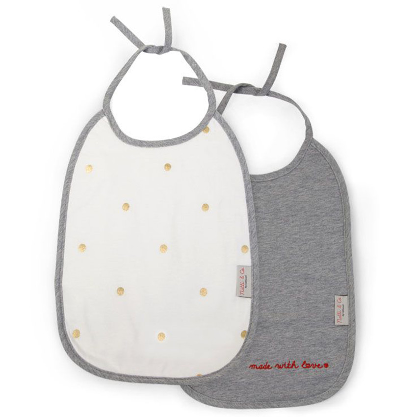 Lot de 2 bavoirs Jersey – Grey/Gold Dots  