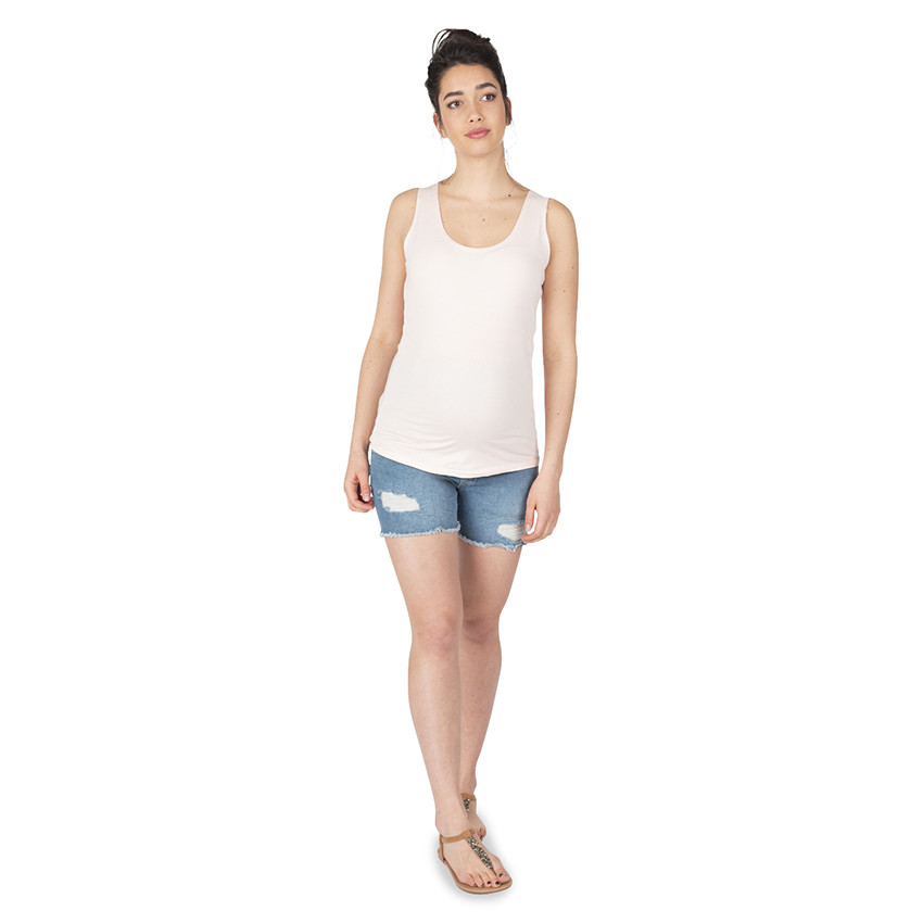 Short en jeans effet used avec bandeau haut 