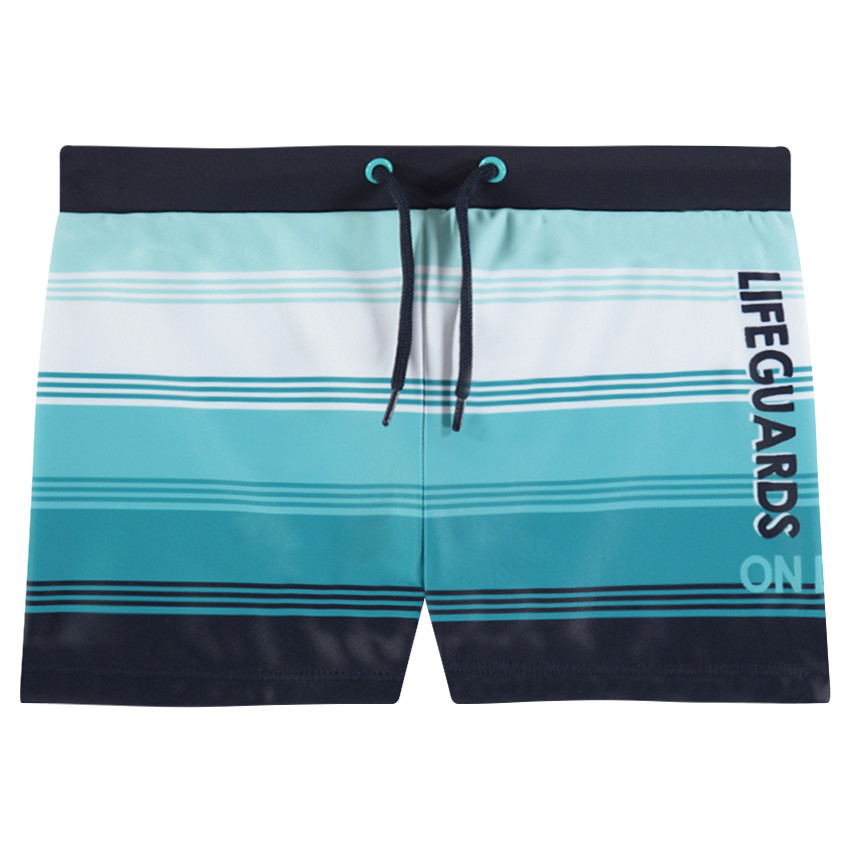 Junior - Boxer de bain à rayures avec inscriptions printées 