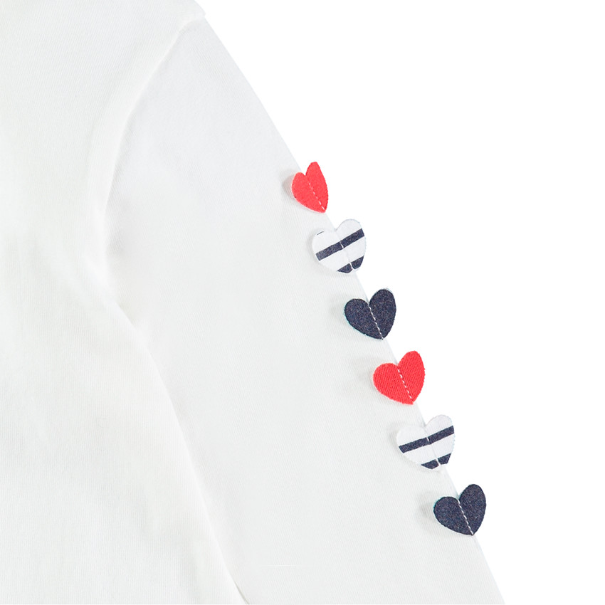Tee-shirt manches longues en jersey avec coeurs en relief sur les manches 