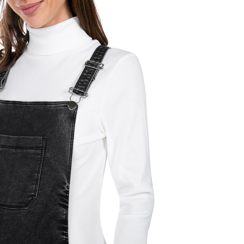 Salopette de grossesse en jeans effet used avec élastiques 