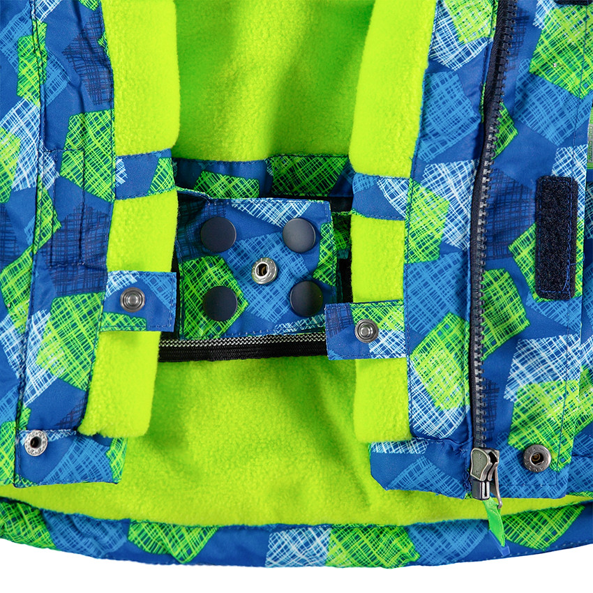 Blouson de ski bicolore avec poches zippées et bandes printées 