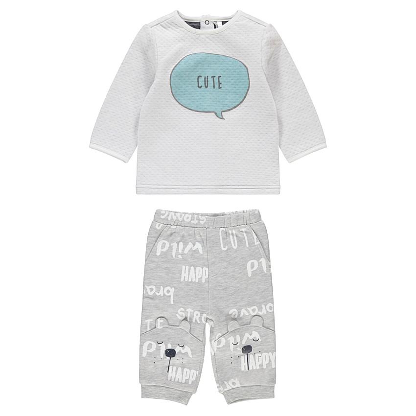 Ensemble avec tee-shirt en double jersey et pantalon print ourson 