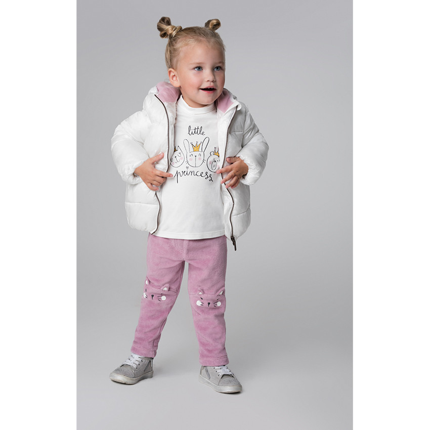 Pantalon en velours avec motif animal sur les genoux 