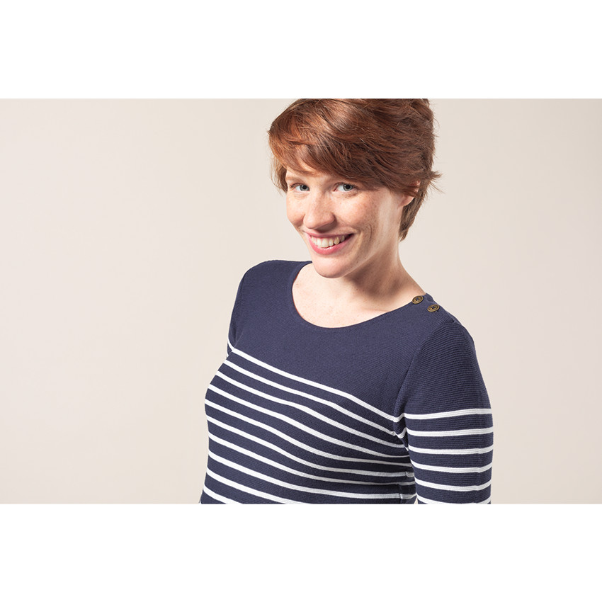 Pull marinière de grossesse en tricot 