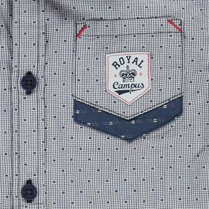 Chemise manches longues avec micro imprimé et jeux d'opposition 