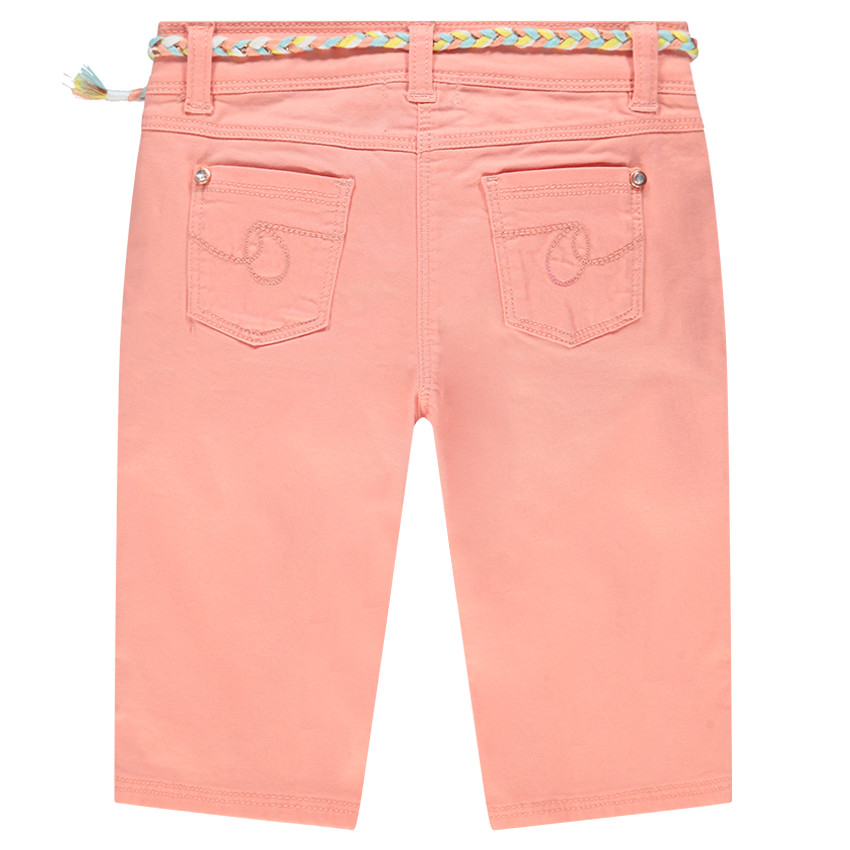 Pantacourt en coton uni avec ceinture tressée amovible 