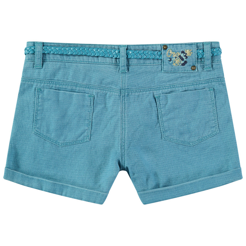 Short surteint en toile fantaisie avec ceinture tressée amovible 