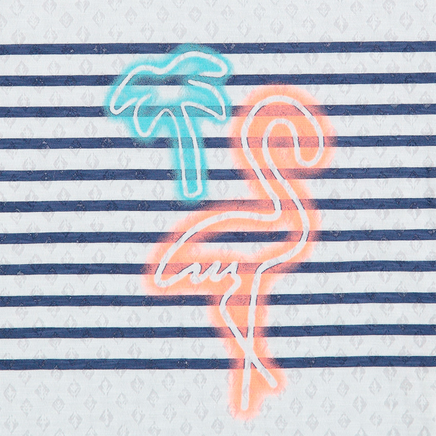 Junior - Tee-shirt à manches courtes volantées print flamant rose 