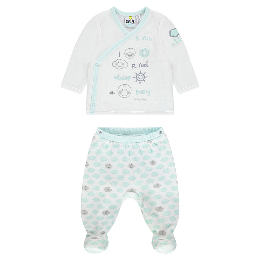 Pyjama en velours print Smiley Baby 