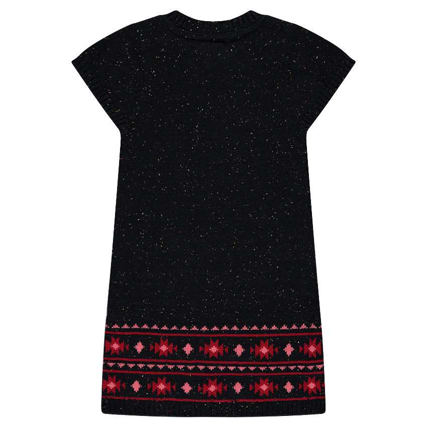 Robe manches courtes en tricot avec fleur brodée 