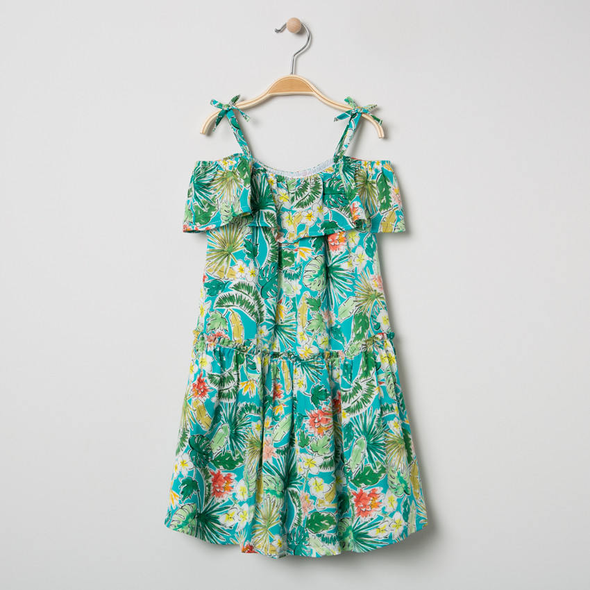 Robe à épaules dénudées et imprimé floral 
