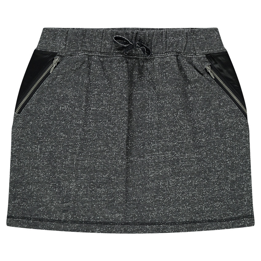 Junior - Jupe en molleton chiné avec empiècements satin 