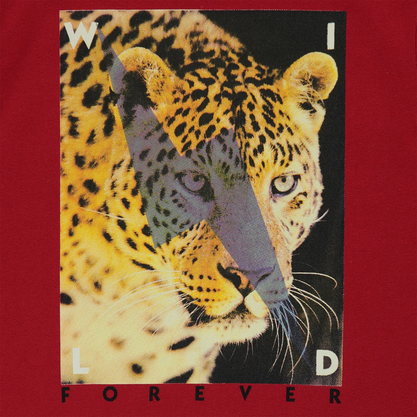 Tee-shirt manches courtes uni avec print fantaisie 