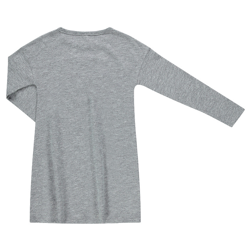 Junior - Robe manches longues en maille chiné avec inscription en sherpa 