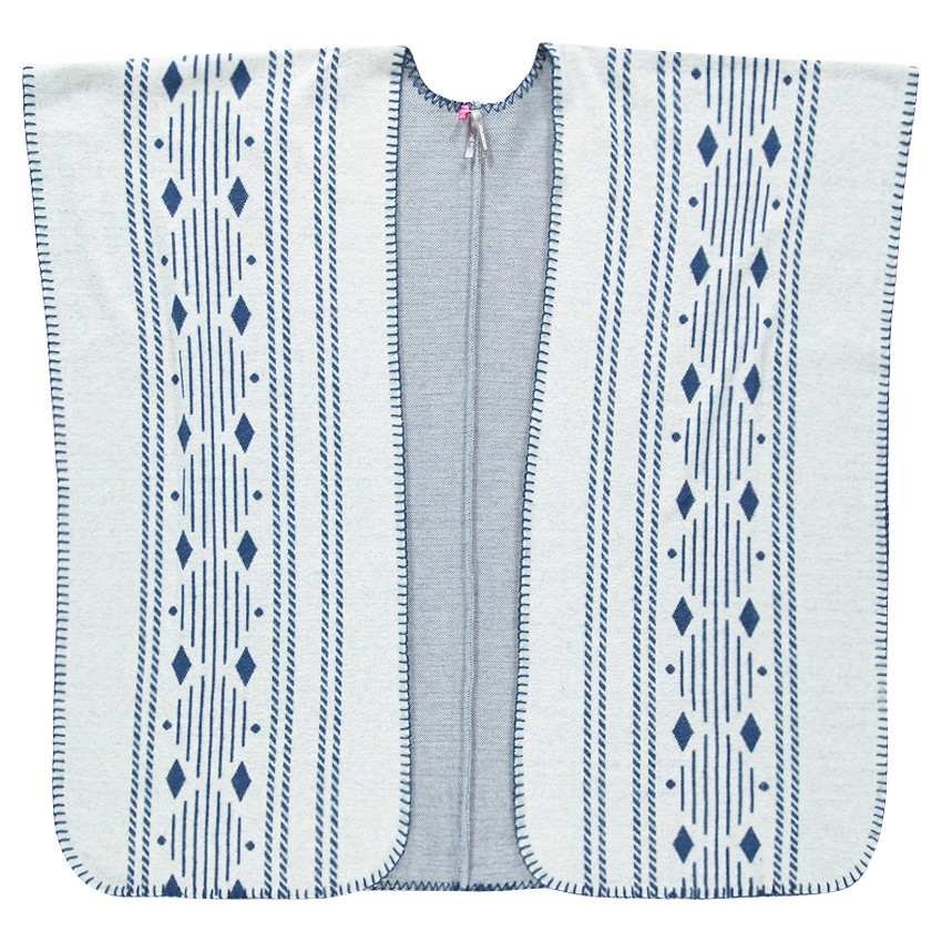 Junior - Cape poncho imprimé ethnique en jacquard feutré 