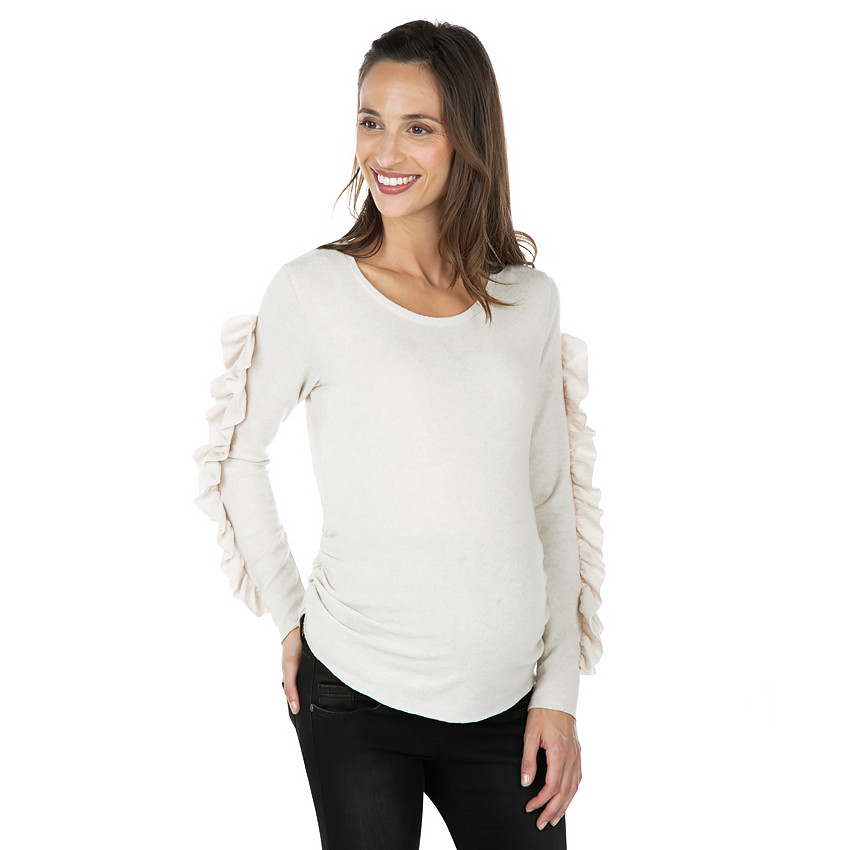Pull de grossesse en tricot avec manches volantées 