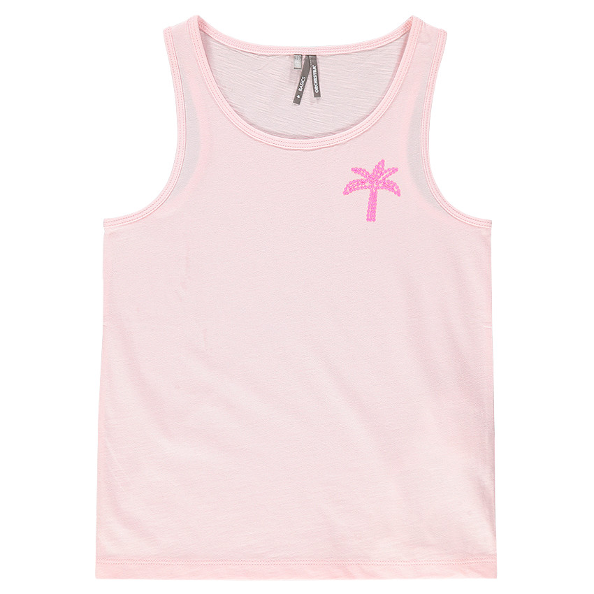 Débardeur uni avec palmier en sequins 