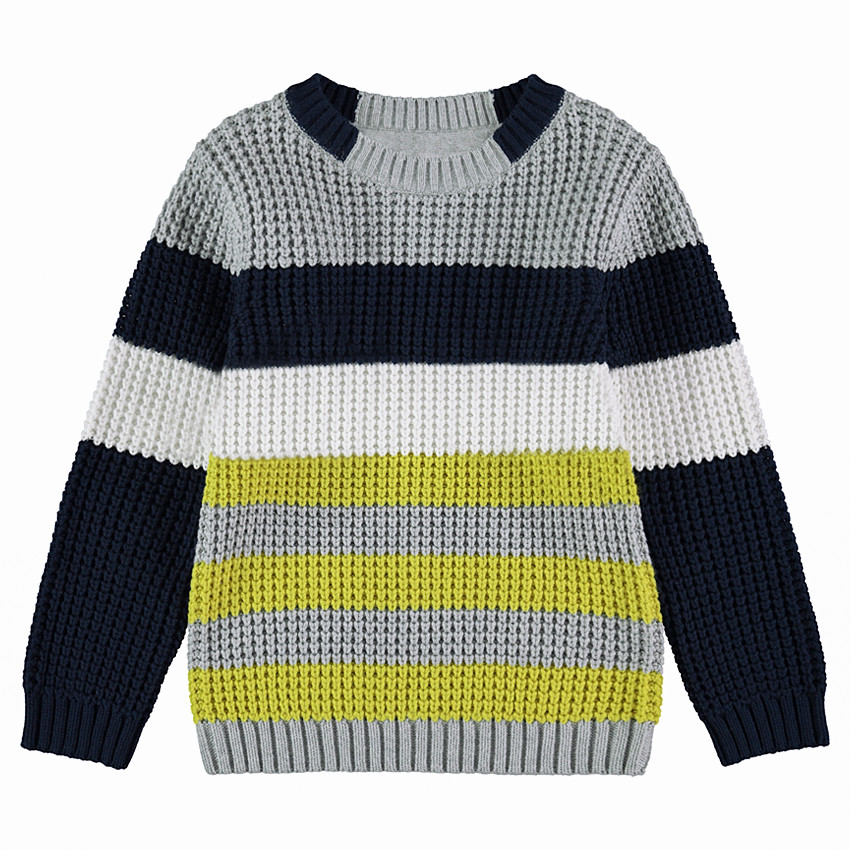 Pull en tricot épais à bandes contrastées 