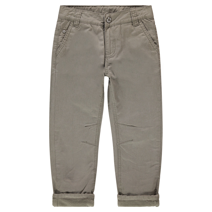 Pantalon en twill uni doublé micropolaire 