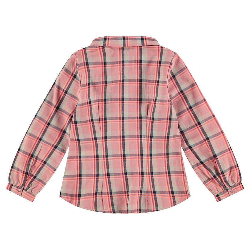 Chemise manches longues à carreaux avec découpe volantée 