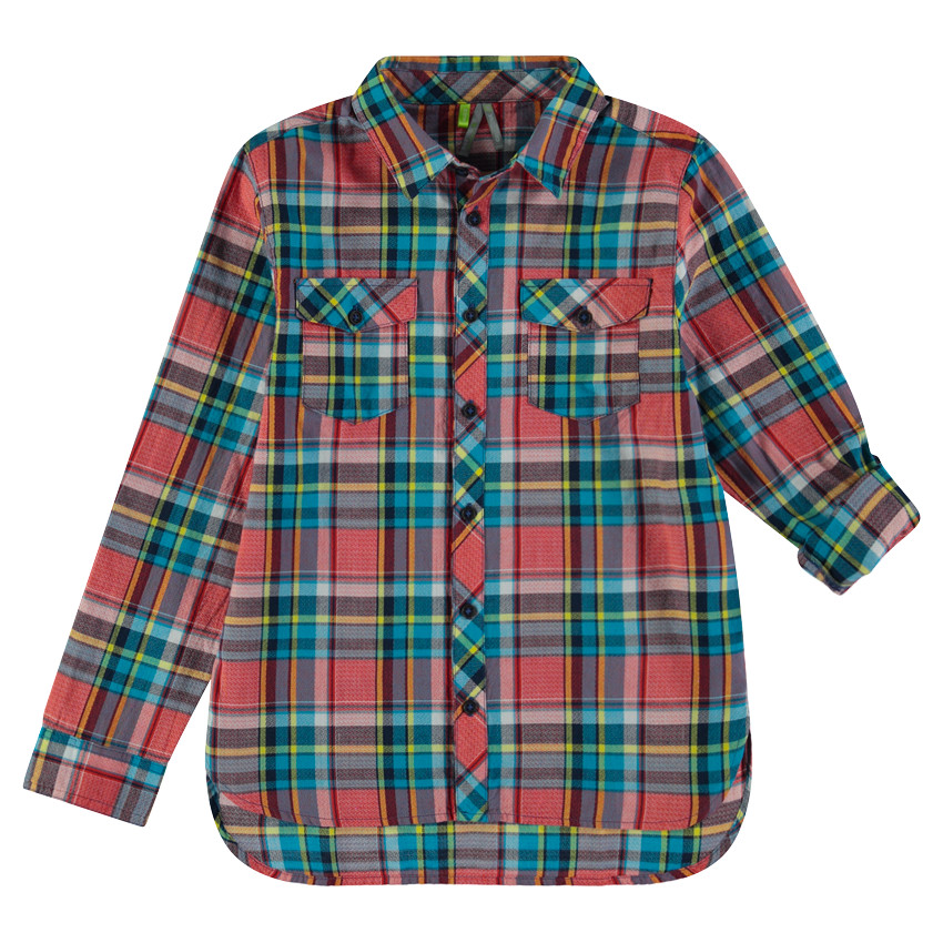 Junior - Chemise manches longues à carreaux et poches 