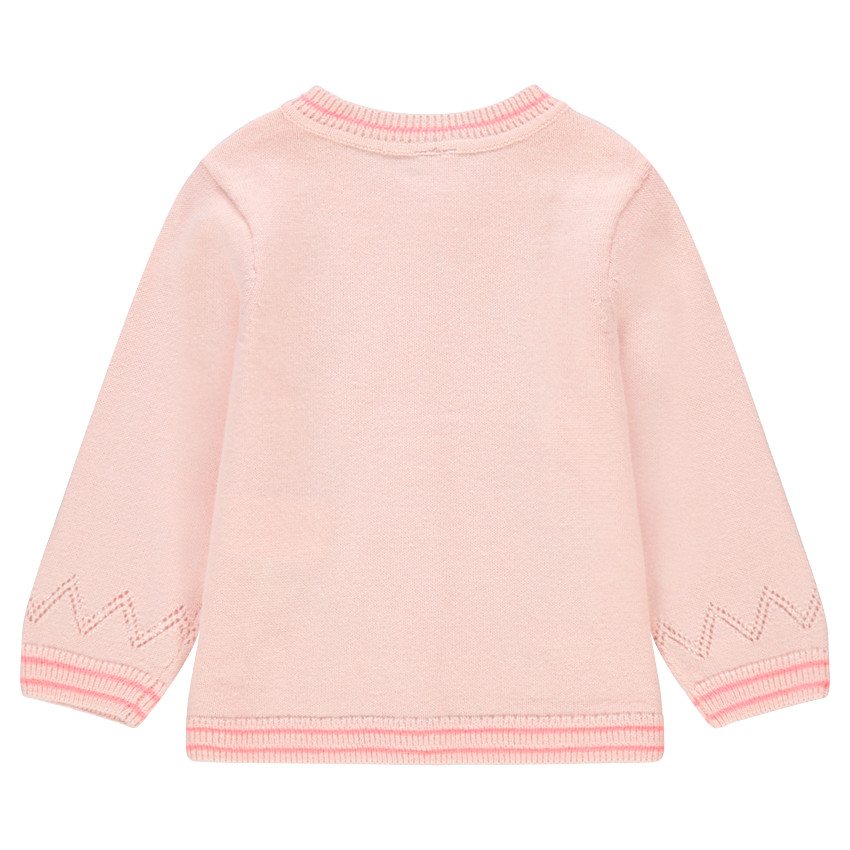 Gilet en tricot avec pompons et finitions en bord-côte rectiligne 