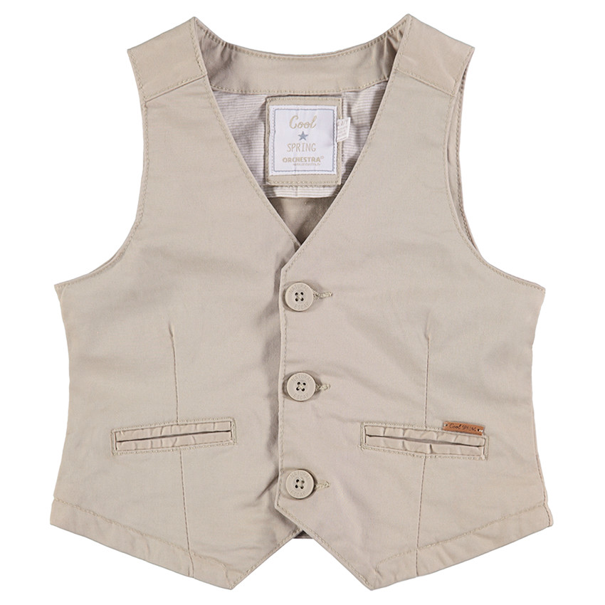Gilet serveur de cérémonie 3 boutons en coton uni 