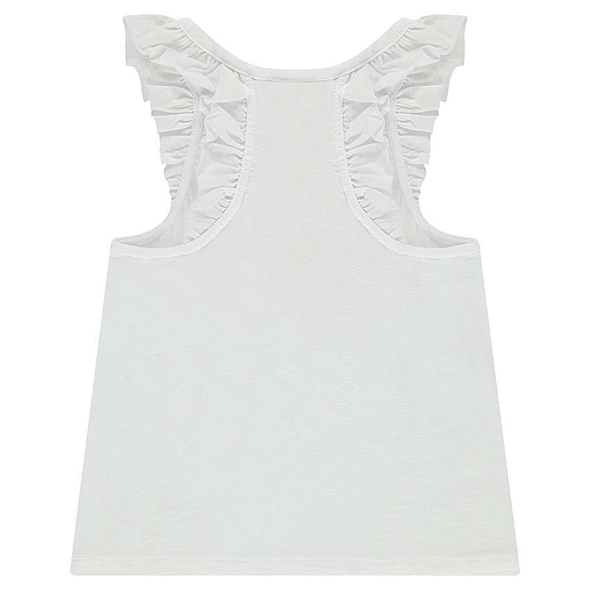 Débardeur volanté avec fleurs brodées en relief 