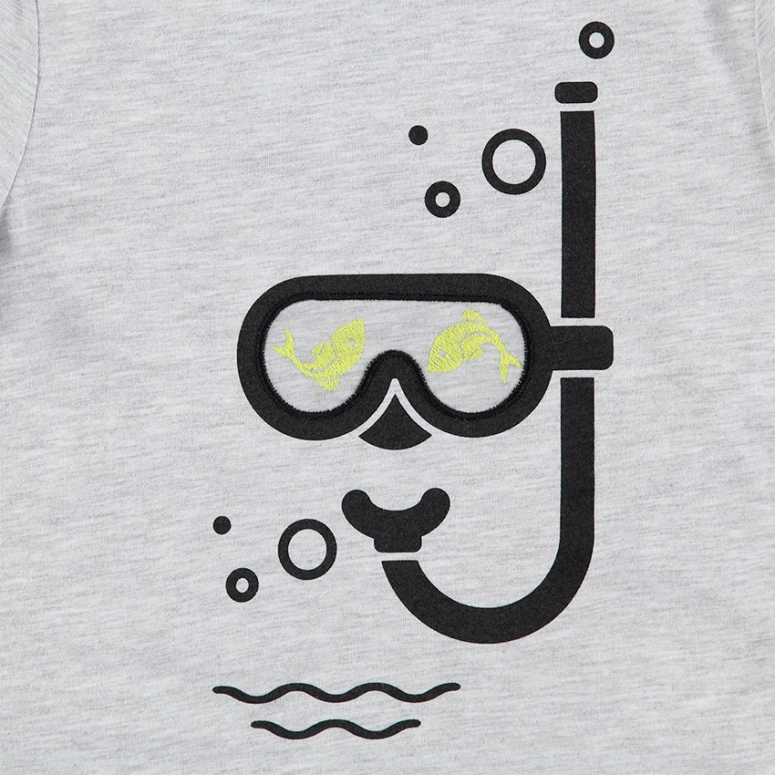 Tee-shirt manches courtes avec masque et tuba printés 