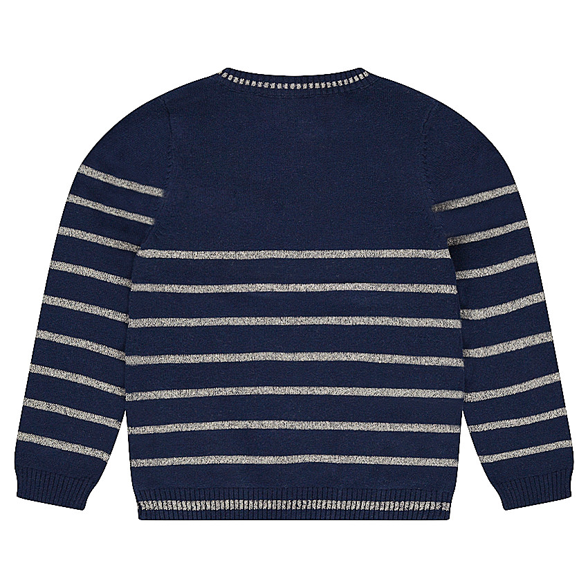 Gilet en tricot avec rayures dorées placées et étoiles pailletées 