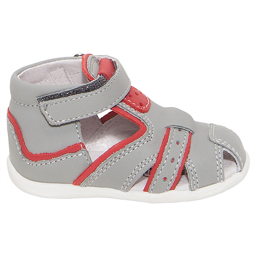 Nu-pieds en cuir à scratch avec empiècements contrastés 