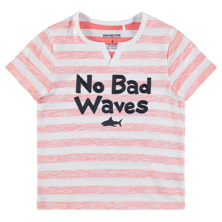 Tee-shirt manches courtes en jersey avec message brodé 