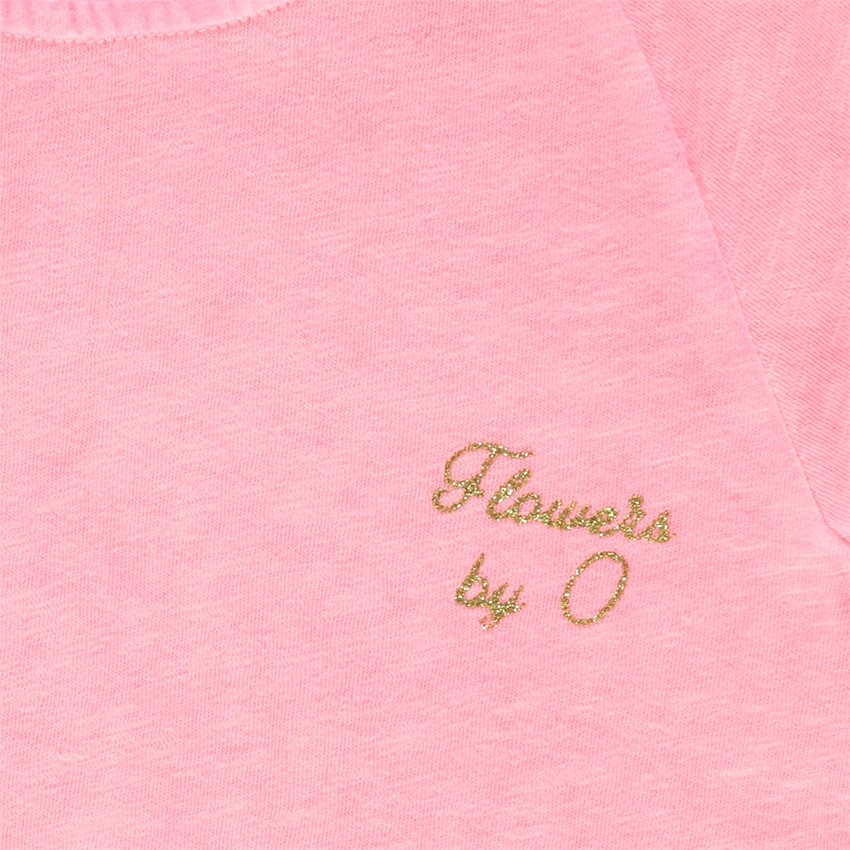 Tee-shirt manches courtes en jersey slub avec inscription dorée 