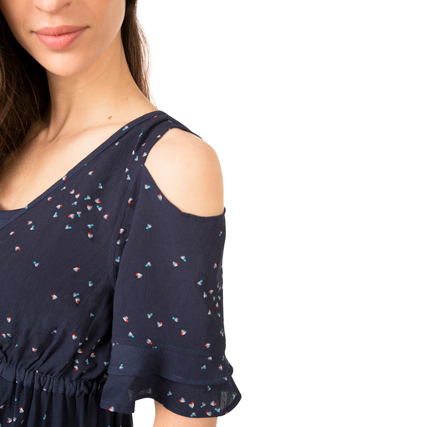 Robe de grossesse à épaules ajourées et imprimé all-over 