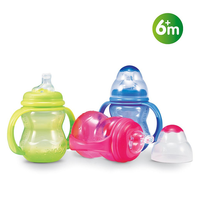 Biberon d'apprentissage anti-goute - 240ml - 6mois et plus 