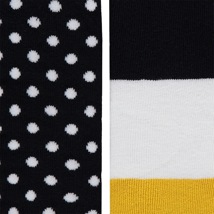 Lot de 2 collants épais avec pois all-over en jacquard et contrastes  