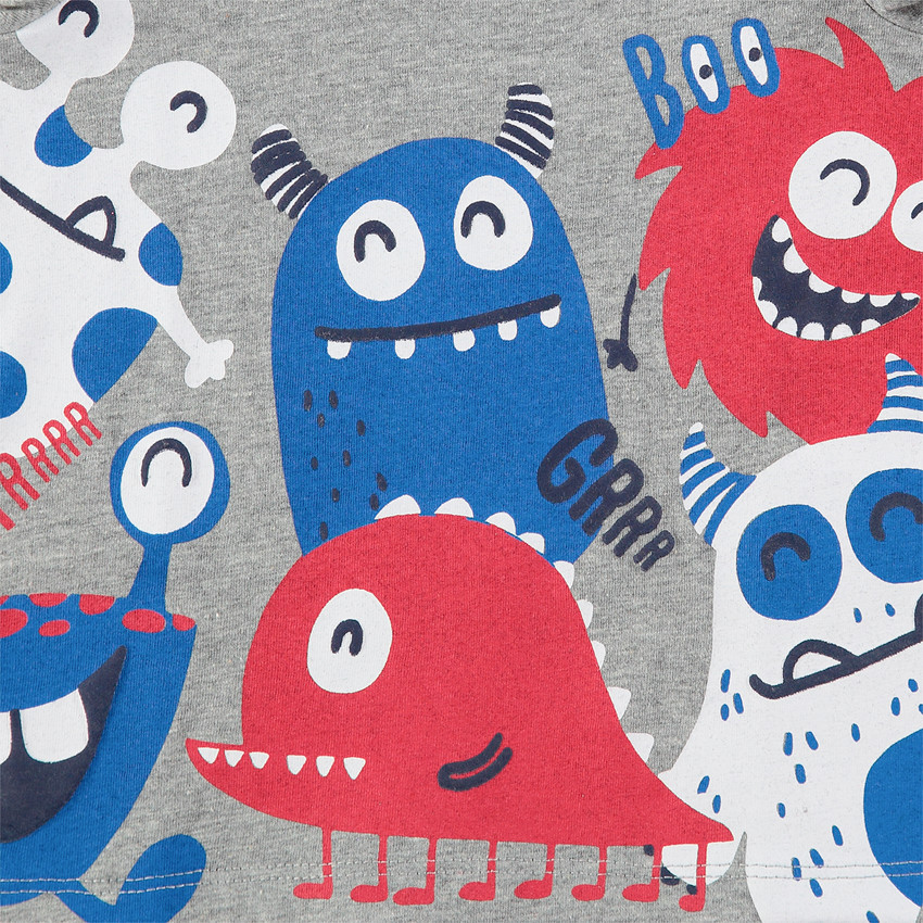 Tee-shirt manches courtes en jersey avec monstres colorés 