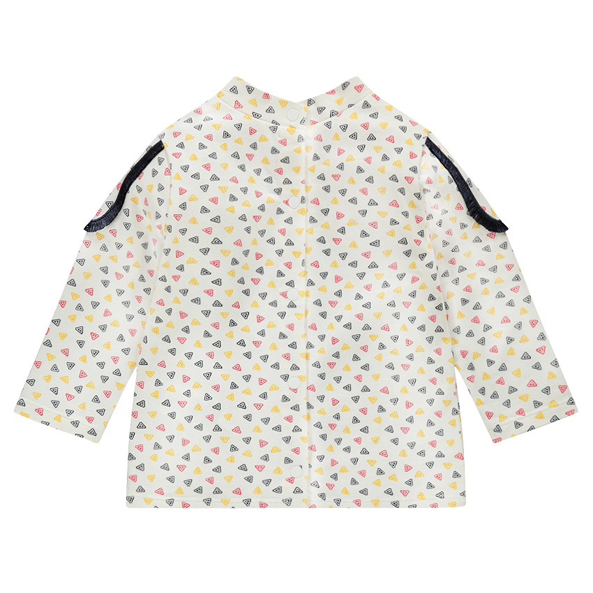 Tee-shirt manches longues avec motif fantaisie all-over et épaulettes 