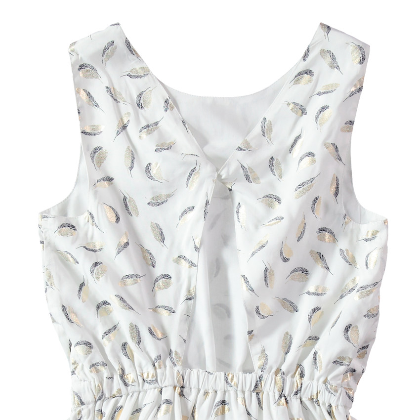Junior - Jurk zonder mouwen met print met gouden veren "all-over" 