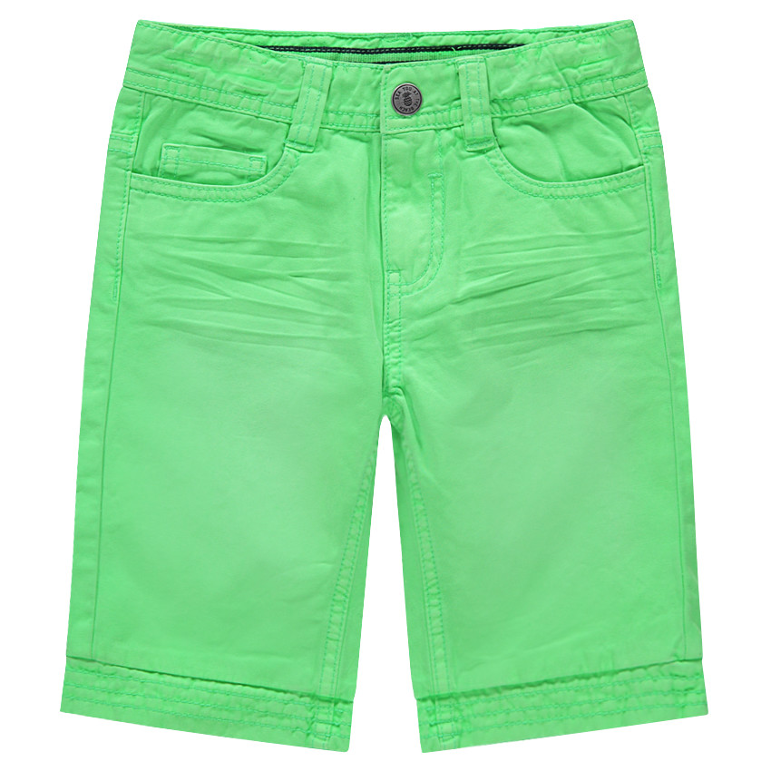 Bermuda en coton vert fluo effet crinkle 