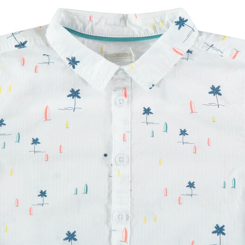 Chemise manches courtes imprimée palmiers all-over 