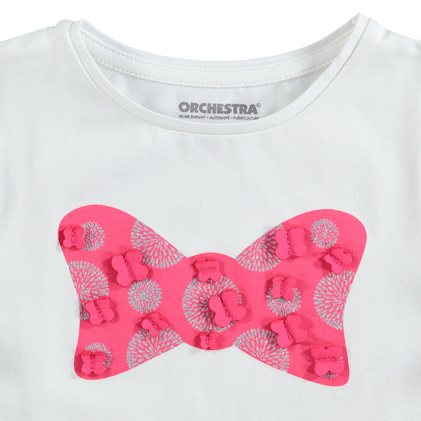 Tee-shirt manches courtes avec motif printé et détails en relief 