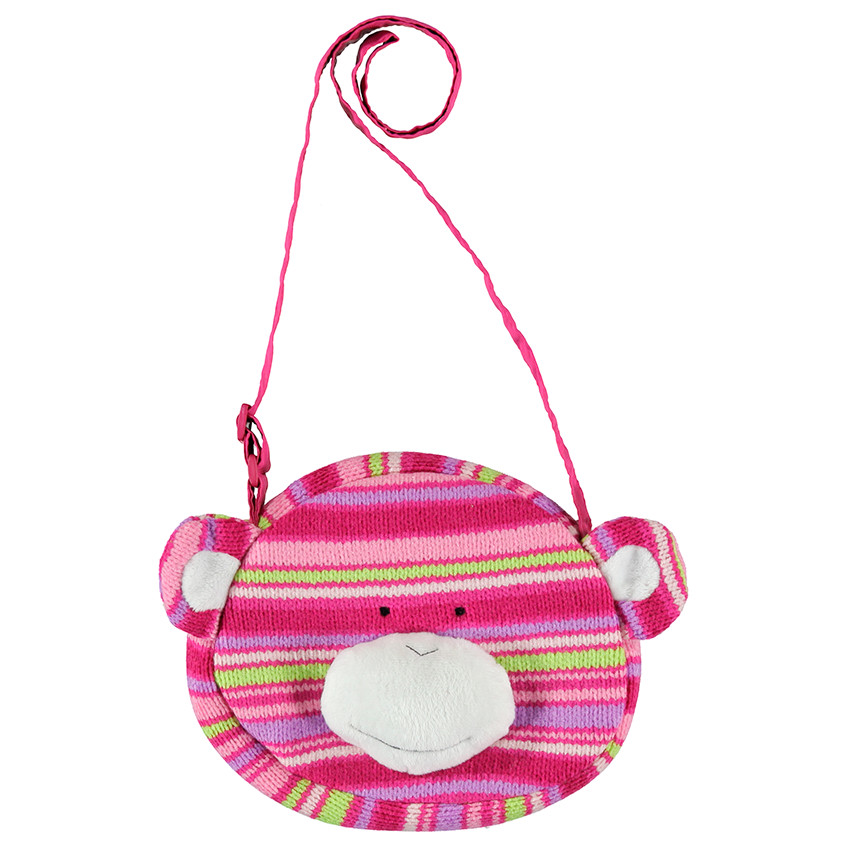 Sac à main en tricot forme singe imprimé rayé 