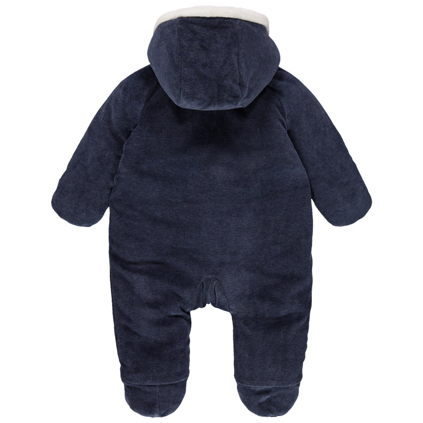 Combi-pilote en velours à capuche et broderies Smiley 