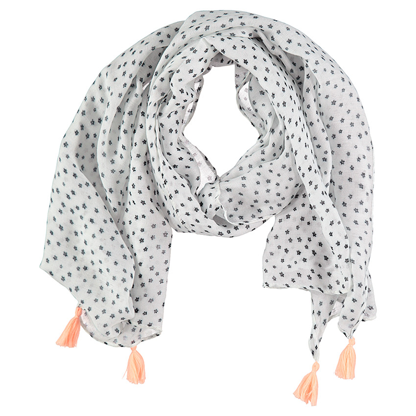 Chèche en gaze de viscose avec étoiles et pompons 