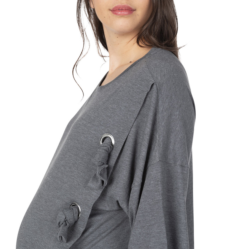 Tee-shirt de grossesse asymétrique avec noeuds 